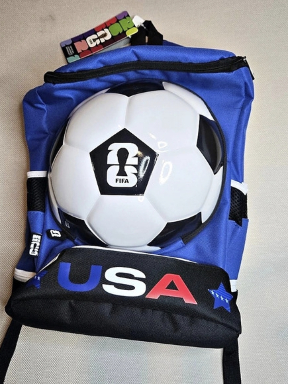 FIFA World Cup 26 USA 2026 Backpack Blue Soccer Ball Brand New with Tags